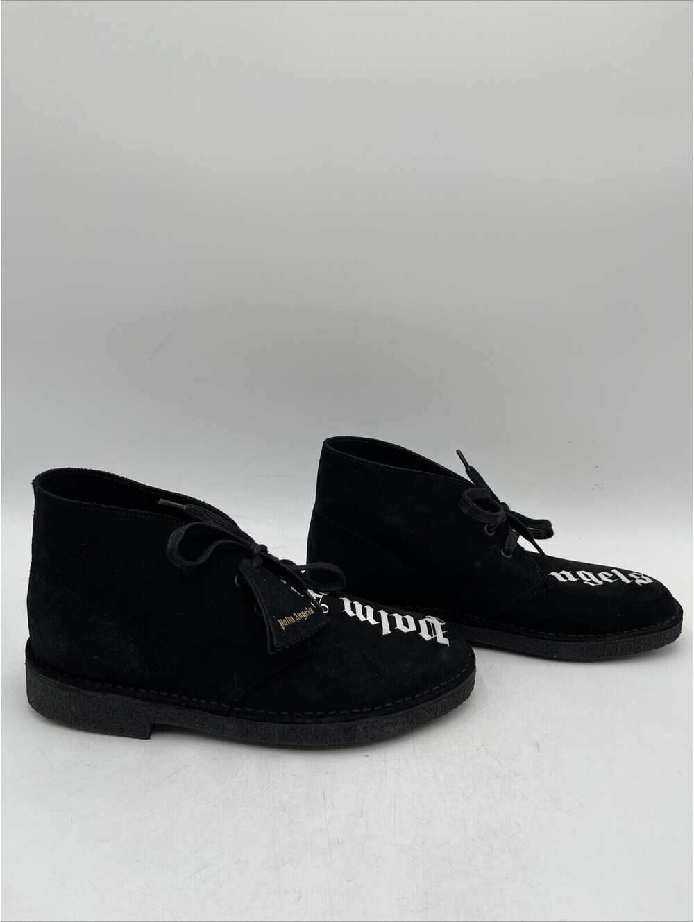 Palm Angels Black Suede Round Toe Lace Up Ankle Desert Boots, Mens Size 7.5M